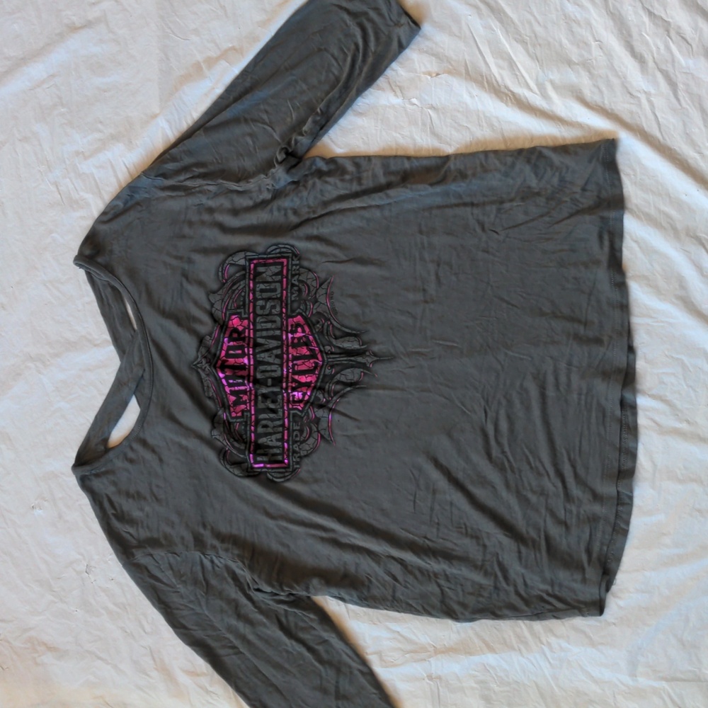 Harley Davidson Gray Graphic T Shirt West Bend Size Large